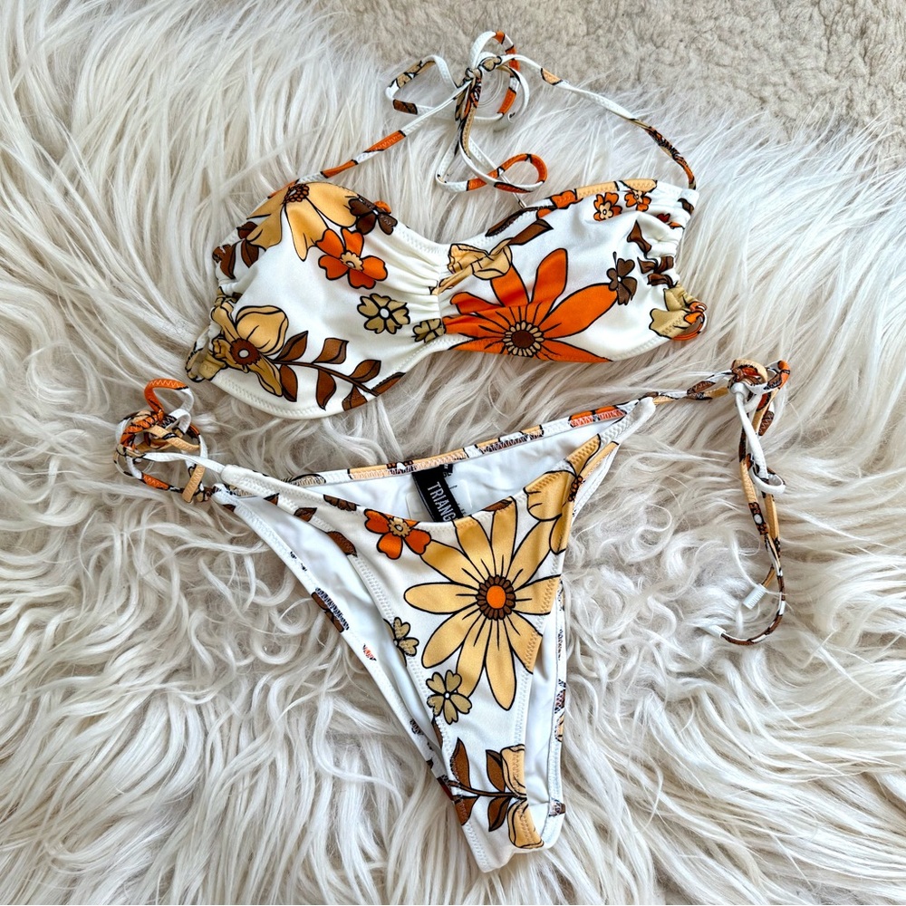 triangl swimwear White Floral Bikini with Orange & Yellow Flowers